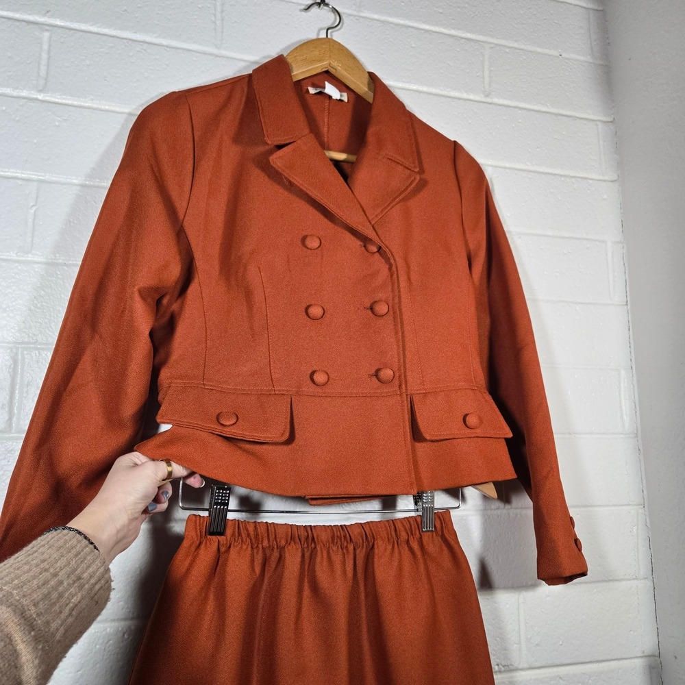 Vtg 70s Style 2 Piece Set Suit Blazer Skirt Retro Costume 80s 70s Office Artsy12